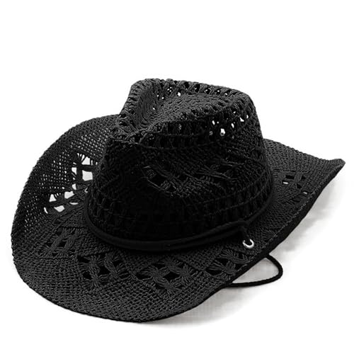 pvucpot Cowboyhut Strohhat Damen Herren Western Cowboy Hut Cowgirl Hüte Panamahut Westernhut Luftiger Sommerhut Sonnenhut Strandhut Texas Hut Leicht Sommerhut Leichter von pvucpot