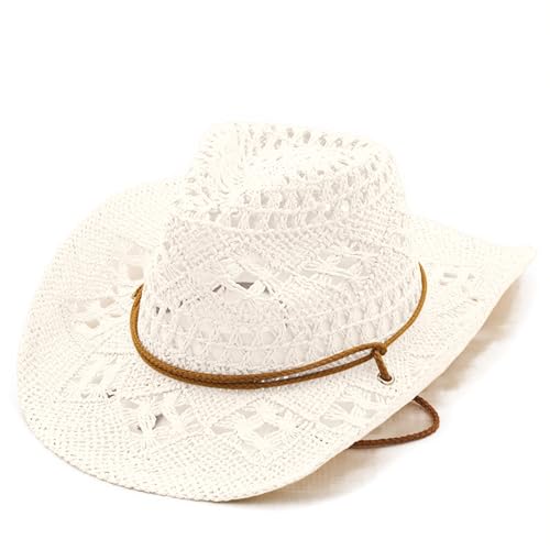 pvucpot Cowboyhut Strohhat Damen Herren Western Cowboy Hut Cowgirl Hüte Panamahut Westernhut Luftiger Sommerhut Sonnenhut Strandhut Texas Hut Leicht Sommerhut Leichter von pvucpot
