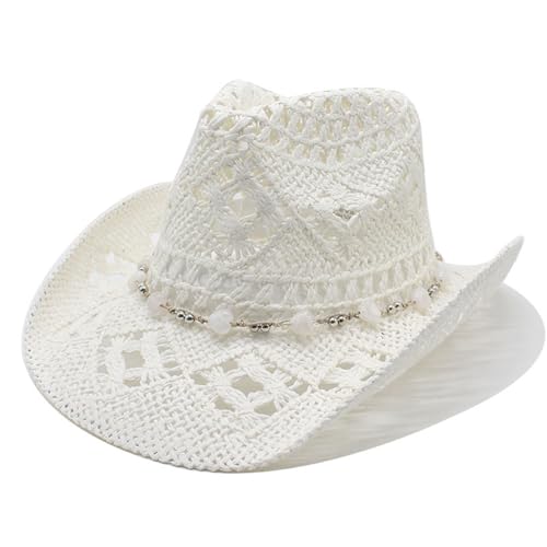 pvucpot Cowboyhut Strohhat Damen Herren Western Cowboy Hut Cowgirl Hüte Panamahut Westernhut Luftiger Sommerhut Sonnenhut Strandhut Texas Hut Leicht Sommerhut Leichter von pvucpot