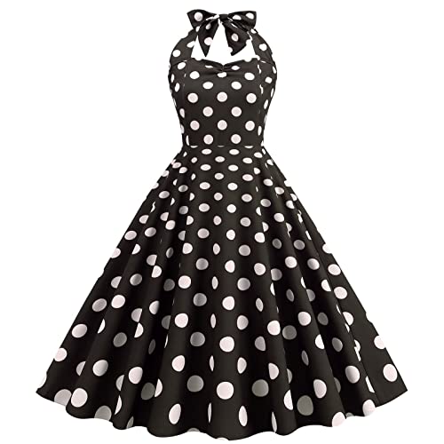 Damen 50er Jahre Kleid Vintage Cocktailkleid Neckholder 1950er Rockabilly Petticoat Kleid von pvucpot