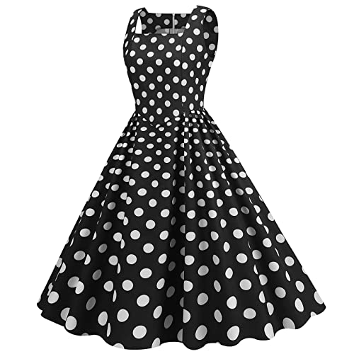 pvucpot Damen 50er Jahre Kleid Vintage Cocktailkleid Neckholder 1950er Rockabilly Petticoat Kleid von pvucpot