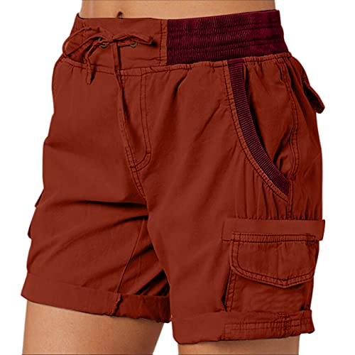 pvucpot Damen Cargo Shorts Militär Kurze Hosen Multi Taschen Hoch Tailliert Freizeithose Outdoorhose Arbeitshose Bermuda Shorts Outdoor Wandern Shorts von pvucpot