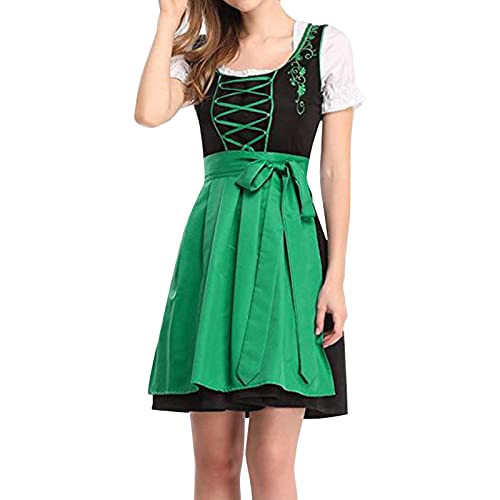 pvucpot Damen Dirndl Kleid Dirndlkleid Trachtenkleid Midi schwarz Hakenverschluß von pvucpot