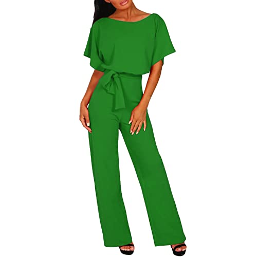 pvucpot Damen Elegant Jumpsuit O-Ausschnitt Lang Overall Hosenanzug Playsuit Romper von pvucpot