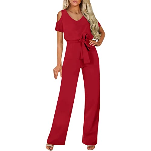 pvucpot Damen Elegant Jumpsuit O-Ausschnitt Lang Overall Hosenanzug Playsuit Romper von pvucpot