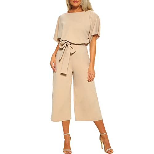 pvucpot Damen Elegant Jumpsuit O-Ausschnitt Lang Overall Hosenanzug Playsuit Romper von pvucpot