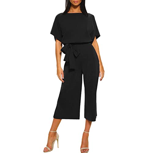 pvucpot Damen Elegant Jumpsuit O-Ausschnitt Lang Overall Hosenanzug Playsuit Romper von pvucpot