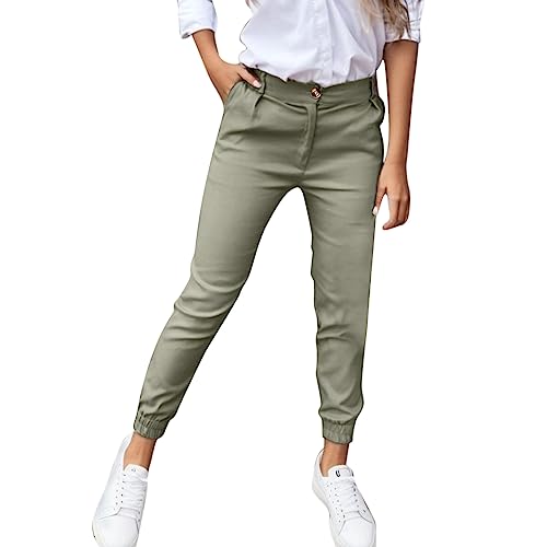 pvucpot Damen Hose Stretch Stoffhose elegant lang Damen Stoff-Hose Damen Hose Elegant Bleistifthose Casual Super Stretch Gürtel Hose Pencil Hose mit Taschen von pvucpot