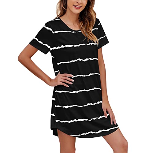 pvucpot Damen Nachthemd Kurzarm Baumwolle Modal Sleepshirt Bigshirt - Nightwear von pvucpot