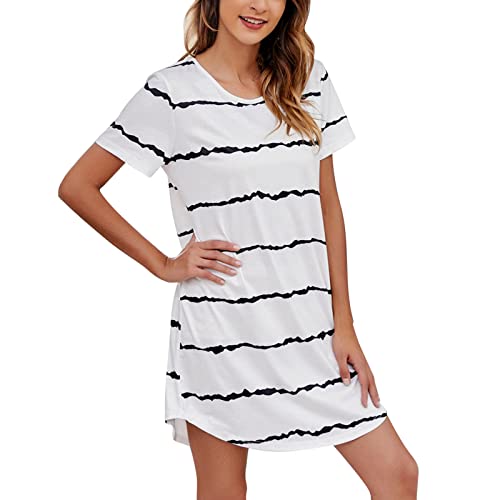 pvucpot Damen Nachthemd Kurzarm Baumwolle Modal Sleepshirt Bigshirt - Nightwear von pvucpot