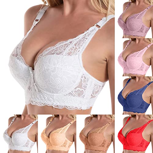 pvucpot Damen Push Up BH mit Blumen Spitze Schalen Bügel BH Gepolstert Unterwäsch Bustier Dessous Top Rücken-BH Unterwäsche von pvucpot