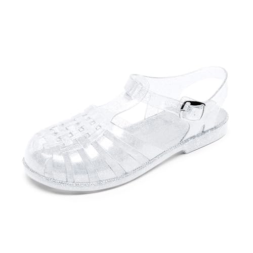 pvucpot Damen Sandalen Jelly Mesh Ballerina Transparent Hollow Sommer Strand Slipper Flach Bequem Slip On Urlaub Freizeit Leicht Elegant Frauen Schuhe von pvucpot