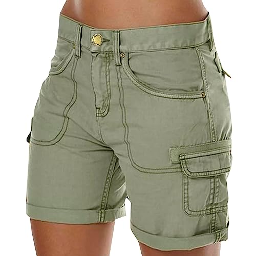 pvucpot Damen Shorts Sommer Casual Kurze Hosen Tunnelzug Elastische Stoffhose Hotpants Baumwolle Leinen Strand Shorts mit Taschen Damen Shorts Sommer Mode Lässige von pvucpot