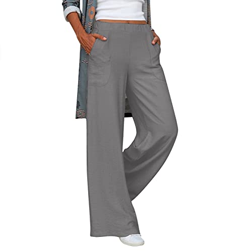 pvucpot Damenhosen mit Taschen weites Bein, elastisch, aus Stoff Hose Weiß Damen Jogginghose Damen Sommer ogginghose Damen Lang von pvucpot