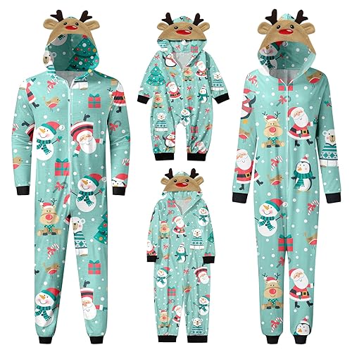 pvucpot Familie Passenden Weihnachten Pyjama Futter Festival Langarm Overall Strampler Chrismas Feiertag Xmas Overall Weihnachts Pulli Hoodie Mama Papa Kinder Hausanzug Sleepwear Damen von pvucpot