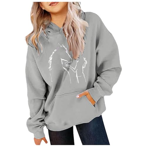 pvucpot Geschenke Kinder，Pferde Pullover Mädchen : Pferde Liebe - Kapuzenpullover für Mädchen - Pferde Geschenk - Kinder Hoodie Pferd - Reitsport Bekleidung - My Horse - REIT-Zubehör von pvucpot