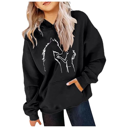 pvucpot Geschenke Kinder，Pferde Pullover Mädchen : Pferde Liebe - Kapuzenpullover für Mädchen - Pferde Geschenk - Kinder Hoodie Pferd - Reitsport Bekleidung - My Horse - REIT-Zubehör von pvucpot