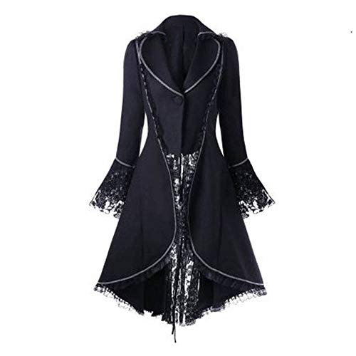 pvucpot Gothic Mantel Damen Damen Jacke Mittelalter Kostüm Damen Frack Gehrock Smoking Steam Punk Gotisch Unregelmäßiger Saum Mittelalterlich Kleidung Karneval Kostüm Gothic Mantel Party Geschenk von pvucpot