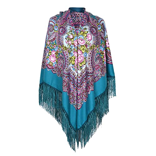 pvucpot Halstuch mit traditionellem ukrainischem/polnischem/russischem Blumenmuster und Fransen Elegante Halstuch von pvucpot