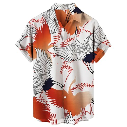 pvucpot Hemd Herren Kurzarm Hawaii Hemd Männer Seide Freizeithemden für Herren Sommer Sommerhemd Herren Bunt Hemd Herren Regular Fit Hemd Herren Kurzarm Muster Hemd Herren Casual Urlaub von pvucpot