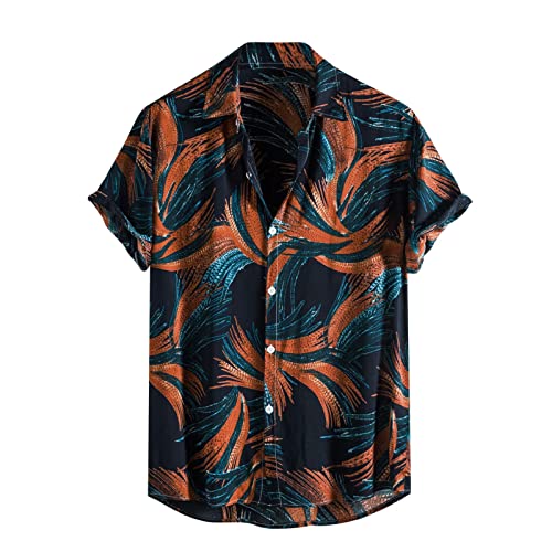 pvucpot Hemd Herren Kurzarm Hawaii Hemd Männer Seide Freizeithemden für Herren Sommer Sommerhemd Herren Bunt Hemd Herren Regular Fit Hemd Herren Kurzarm Muster Hemd Herren Casual Urlaub von pvucpot