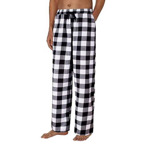 pvucpot Herren Fleece Pyjamahose Relaxed Fit Lounge Hose Herren Pyjamahose aus Flanell Jogginghose von pvucpot