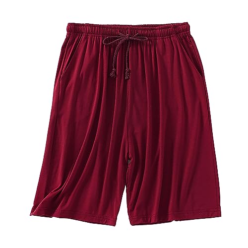 pvucpot Herren Schlafanzughose Kurz Baumwolle Boxershorts Bottom Shorts Pyjamahose Loungehose Schlafhose Freizeithose Schlafshorts Elastischer Bund Unterhosen Unterwäsche Pyjamahose von pvucpot