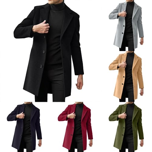 pvucpot Herren Warm Wollmantel Stehkragen Wintermantel Kurzmantel Winter Jacke Business Freizeit Winddichte Mantel im Freien von pvucpot