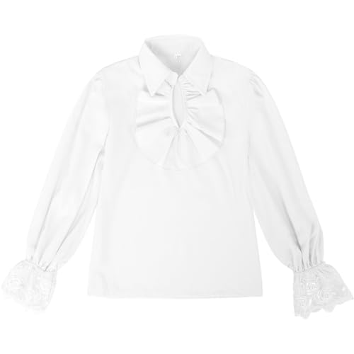 pvucpot Kinder Mittelalter Pirat Hemd für Jungen und Mädchen Langarm Renaissance Vintage Hemd Bluse Viktorian Gothic Steampunk Bluse Bescherung von pvucpot