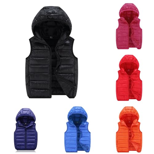 pvucpot Leichte Daunenweste Jungen Mädchen, Freien Steppweste mit Kapuze, ärmellose Jacke Weste Winter Kapuzenweste Outfits 3-15 Jahre von pvucpot