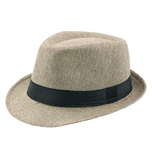 Leinenhut - Sonnenhut Damen/Herren - Stoffhut - Sommerhut mit UV-Schutz 40+ - Trilby aus Leinen Frühjahr/Sommer Leicht Sommerhut Leichter von pvucpot