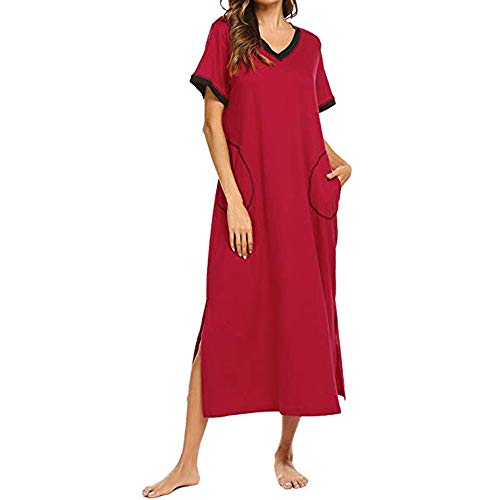 pvucpot Nachthemd Damen Sommer Baumwolle Schlafshirt Printed Kurzarm Sleepshirt T-Shirt Schlafhemd Frauen Nachtwäsche Nachtkleid von pvucpot