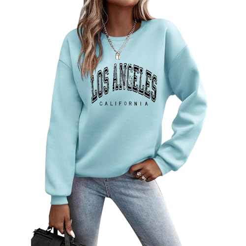 pvucpot Pullover Damen Sweatshirt Briefe Drucken Langarm Rundhals Pulli Herbst Winter Frauen Buchstaben Druck Locker Casual Oberteil Sport Streetwear Sweatshirts ohne Kapuze Bluse Tops Basic von pvucpot