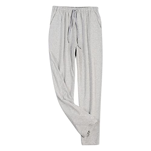 pvucpot Schlafanzughose Herren Lang Leichte Pyjamahose aus Baumwolle Loungewear Hosen Schlafhose Freizeithose mit Elastischer Bund und Gerade Geschnitten Pyjamahose von pvucpot