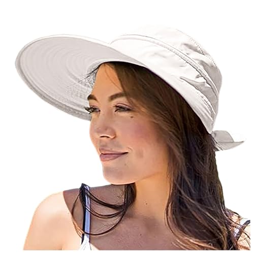 pvucpot Sonnenhut Damen Sonnenschutz UPF 50 Sommerhut Breite Krempe Baumwolle Atmungsaktiv Mütze Visor Cap Outdoor Hut Leicht Sommerhut Leichter von pvucpot