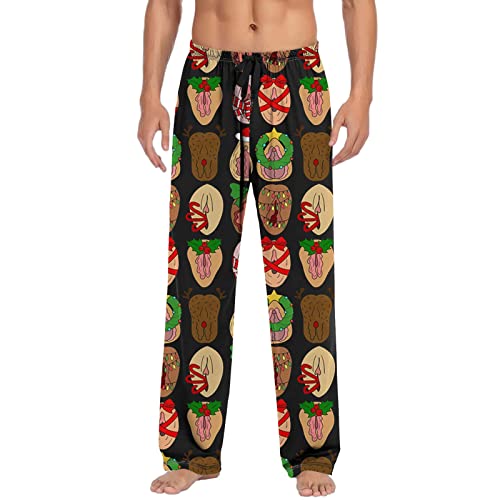 pvucpot Weihnachten Hose Pyjamahose Herren Lang Freizeithosen Herren Leicht Atmungsaktiv Weihnachten Herren Freizeithose Pyjamahose mit Kordelzug und Taschen Business Jogginghose Herren Hosen von pvucpot