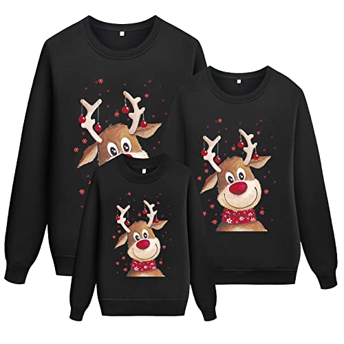 pvucpot Weihnachten Pullover Set Partnerlook Pärchen Weihnachtspullover Familie Set Gestrickte Pullover Strickpullover Winterpullover Weihnachtspullis Sweatshirt Kinder Damen Kinder von pvucpot