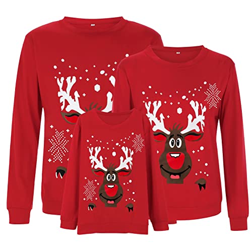 pvucpot Weihnachten Pullover Set Partnerlook Pärchen Weihnachtspullover Familie Set Gestrickte Pullover Strickpullover Winterpullover Weihnachtspullis Sweatshirt Kinder Damen Kinder von pvucpot