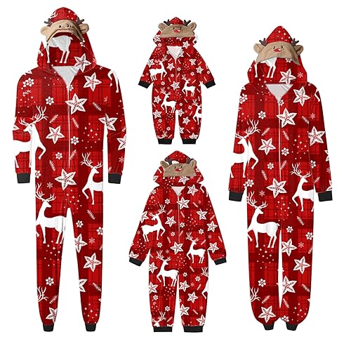 Weihnachten Pyjama Familie Set Passender Schlafanzug Damen Herren Jumpsuit Kinder Outfit Baby Overall Strampler Rotes Kariertes Nachtwäsche Hausanzug Winter Schlafanzüge Herren von pvucpot
