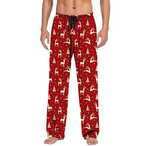 pvucpot Weihnachts-Freizeithose für Herren, Pyjamahose mit Kordelzug und Taschen Sporthose Für Männer Hosen von pvucpot