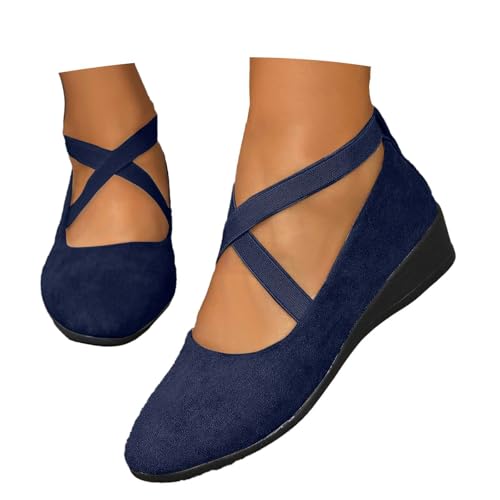 Damen Schuhe elegant, Ballerina Schuhe Damen Sportlich Elegant Weich Ballerinas Sommerschuhe Klassische Runde Zehe Loafer Bequem Slip on Flache Tanzschuhe Sommer Komfort Strick Kleid von pxjsdwe