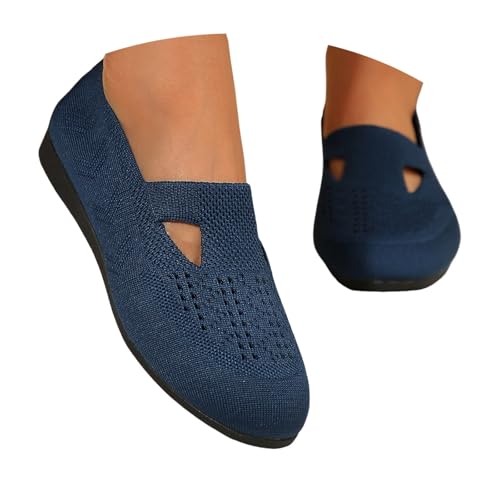 Damenschuhe Weite h, Ballerina Schuhe Damen 40 Bequem Elegant Sommerschuhe Tanzschuhe Klassische Slip on Flache Schuhe Weich Runde Zehe Ballerinas Loafer Leicht Sportlich Strick Kleid von pxjsdwe