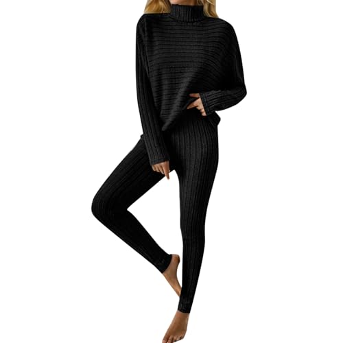 Hausanzug Damen Große Größen Strickpullover Und Strickhose 2 Teiler Set Strickanzug Hausanzug Elegant Große Größen Loungewear Strick Set Damen Outfit Gerippt Strick Zweiteiler Baumwolle Winterset von pxjsdwe