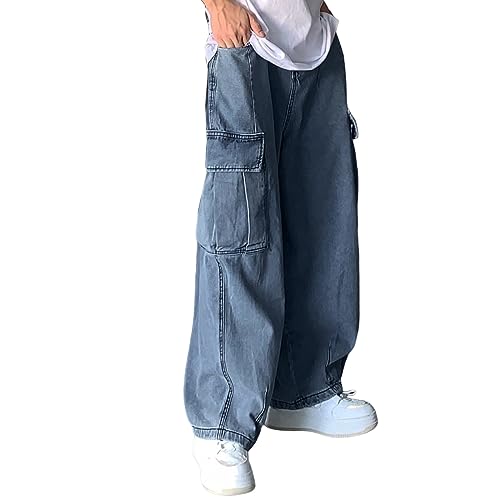 Herren Jeans schwarz, Baggy Jeans Herren Y2k Streetwear Jeanshose Straight Stretch Freizeithose Jeans Hose Regular Fit Vintage Denim Hosen Hip Hop Relaxed Fit Loose Pants Lang Hosen von pxjsdwe