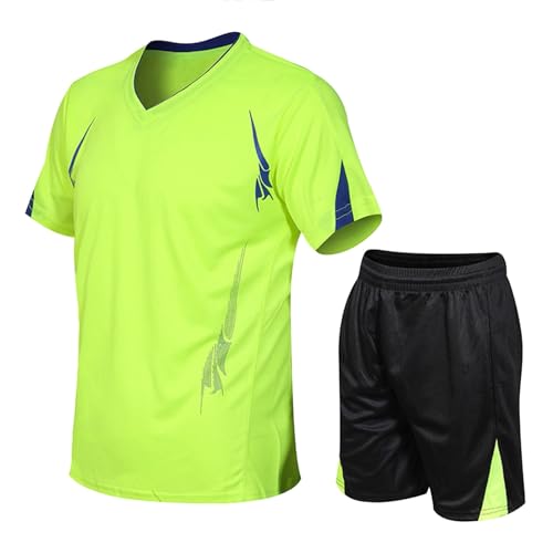 Herren Pyjama Kurz Casual Bequeme Pyjama-Set Schlafanzüge Baumwolle Kurzarm T-Shirt und Shorty Schlafanzughose Zweiteiliger Sommer Nightwear Set Nachtwäsche Weich von pxjsdwe