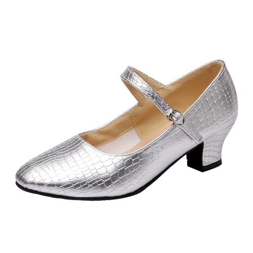 Pumps Damen 42 Glitzer, Damen Pumps Silber Elegant Spitze Slingback Riemchenpumps Sandalen Bequem Spangenpumps Blockabsatz Latein High Heels Tanzschuhe Festliche Glitzer Brautschuhe Stöckelschuhe von pxjsdwe