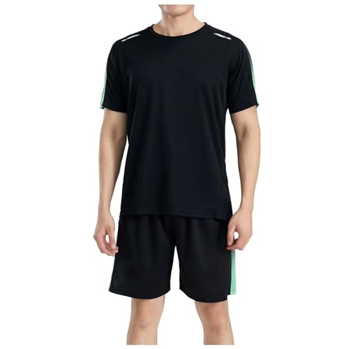 Pyjamahose Herren kurz, Herren Schlafanzug Kurz Sommer Baumwolle Pyjama-Set Nightwear Set Casual Kurzarm T-Shirt und Shorts Shorty Weich Nachtwäsche Schlafanzüge Rundhals Bequeme von pxjsdwe