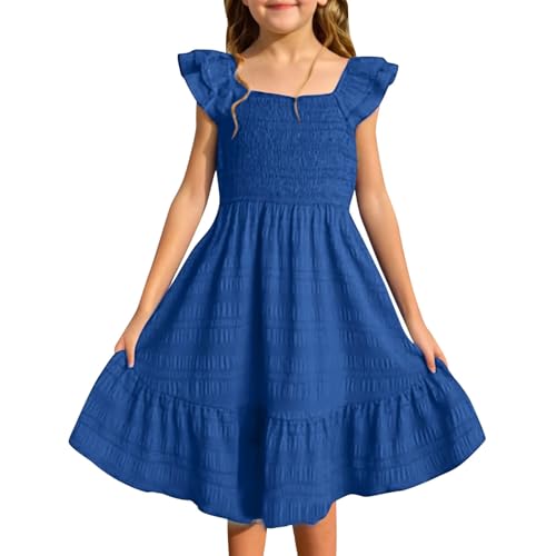 Sommer Kleider gr 140 mädchen, Mädchen Kleider Sommer Elegant Kurzarm Sommerkleid Kleid Casual Swingkleid Freizeitkleid Prinzessin A-Linie Kinderkleid Festlich Leicht Trägerkleid Partykleid von pxjsdwe