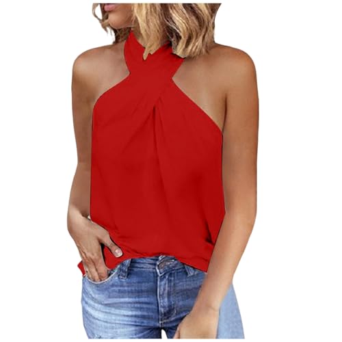 blusen Damen elegant festlich, Tank Top Damen Neckholder Ärmellose Oberteile Elegant Sommer Tank Tops Sexy Basic Shirts Rückenfrei Einfarbig Bluse Tanktop Locker Casual Tshirt blusen Damen elegant festlich, Tank Top Damen Neckholder Ärmellose Oberteile Elegant Sommer Tank Tops Sexy Basic Shirts Rückenfrei Einfarbig Bluse Tanktop Locker Casual Tshirt von pxjsdwe