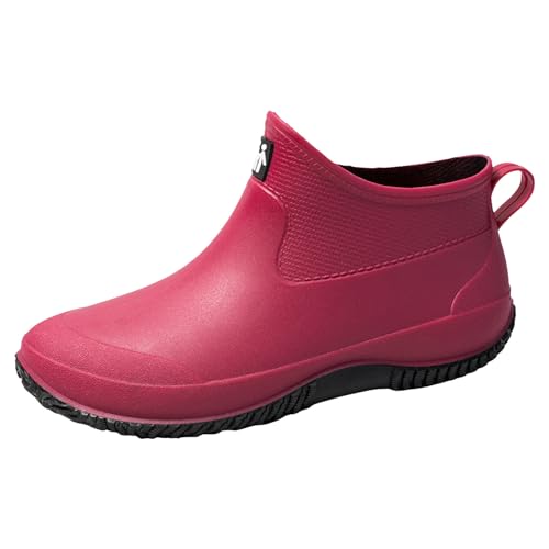 gummistiefel damen 40 leicht, Gummistiefel Damen Atmungsaktiv Outdoor Gartenschuhe Leicht Wasserdichte Regenstiefel Regenschuhe Rutschfest Bequem Stiefeletten Boots Schwarz Kurz Arbeitsschuhe 35 von pxjsdwe